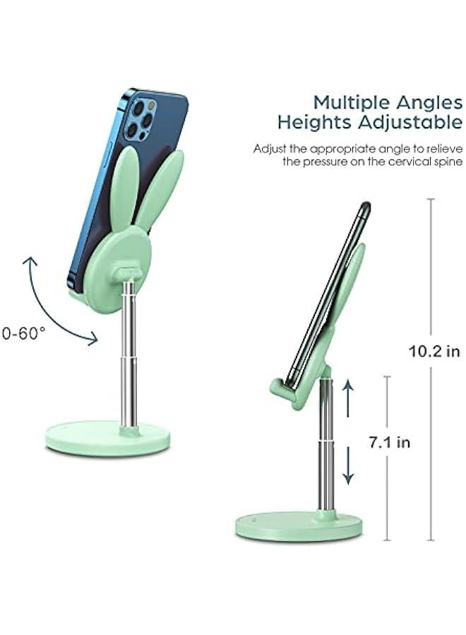 Cute Cell Phone Stand, Adjustable Bunny Phone Stand for Desk, Thick Case Friendly Holder Compatible with iPhone, Kindle, iPad, Switch, All Phones (Green) - Image 4